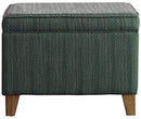 Storage Ottoman Blue Solid Casual Rectangle Fabric Wood