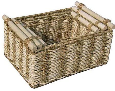 Two Tone Maize Seagrass Storage Baskets (Set 3) Walnut Brown Metal