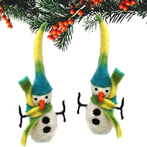 Handmade Felt Nordic Snowman Ornament (Set 2) Color