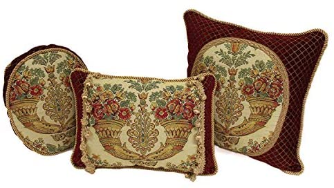 Decorative Pillows (Set 3) Red Floral Modern Contemporary