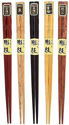 5 Pair Classic Hardwood Japanese Reusable Wood Chopsticks