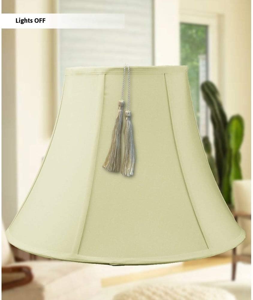 10x20x15 Bell Tassel Lampshade Eggshell Fabric Cream Modern Contemporary