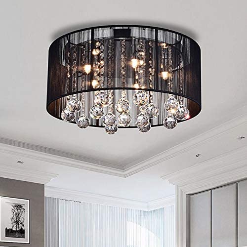 Crystal Ceiling Lamp Brown White Modern Contemporary