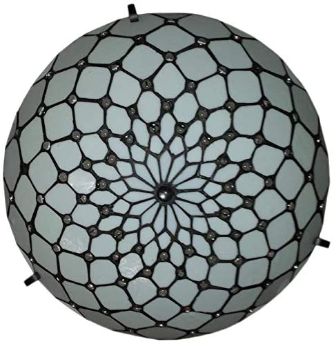 Tiffany Ceiling Fixture Lamp Jeweled 17" Wide Stained Glass White Bedroom Hallway Gift Am030cl17 Brown Art