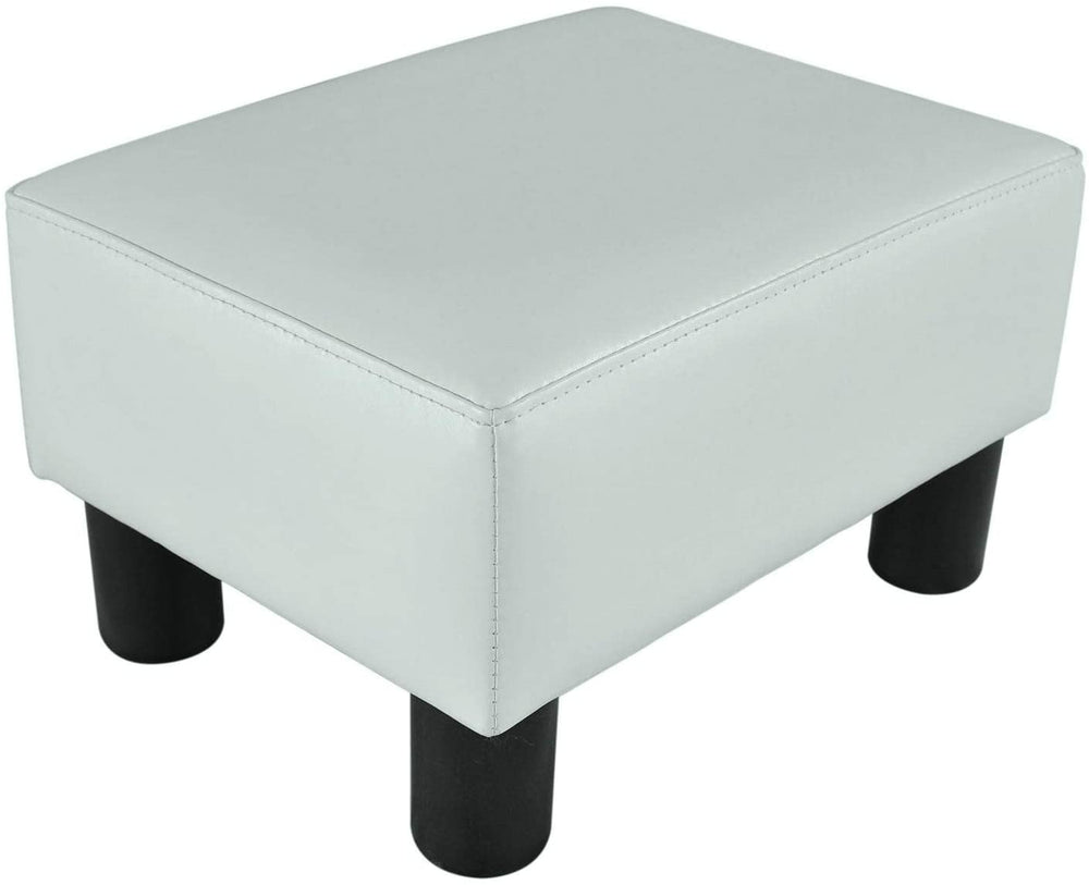 Meadow Modern Small White Faux Leather Ottoman/Footrest Stool Solid Contemporary Rectangle Included - Diamond Home USA