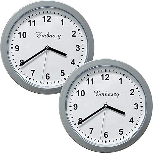 Silver 10 inch Wall Clock Hidden Safe (Set 2) Modern