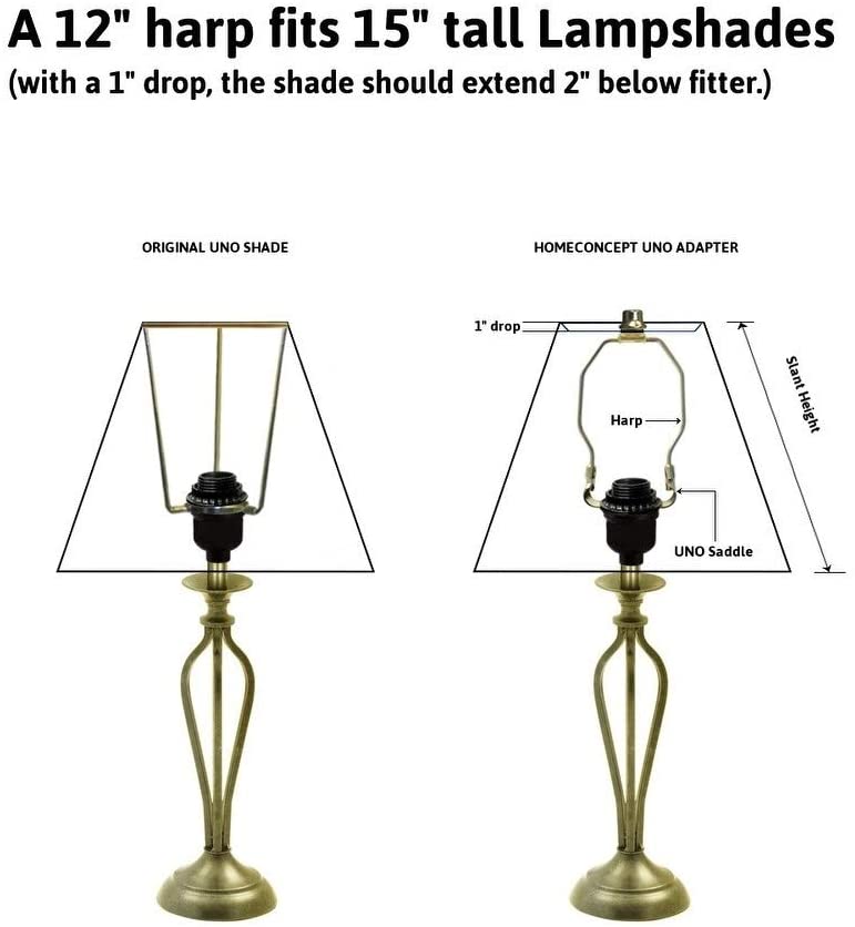 Slip Uno Adapter Converts Your 15" High Lampshade Fit Lamp Base (1 7/16" Opening) 12" h Modern Contemporary Brass