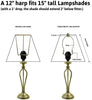 Slip Uno Adapter Converts Your 15" High Lampshade Fit Lamp Base (1 7/16" Opening) 12" h Modern Contemporary Brass