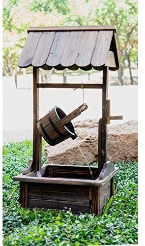 Wood Wishing Well Fountain Brown Rustic