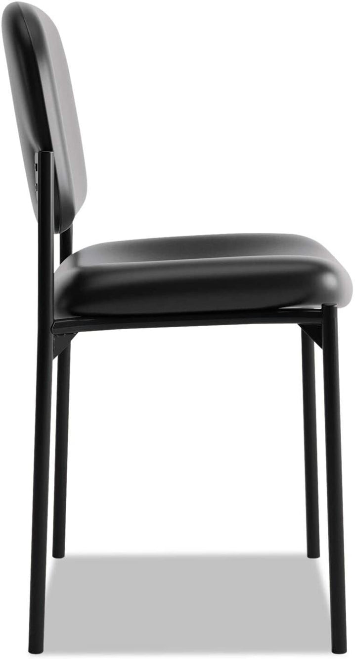 Black Leather Stacking Armless Guest Chair Modern Contemporary Steel - Diamond Home USA