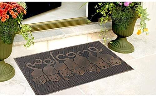 Rubber Cat Tail Welcome Doormat (1'6 X 2'6) Black Casual Classic Modern Contemporary Rectangle