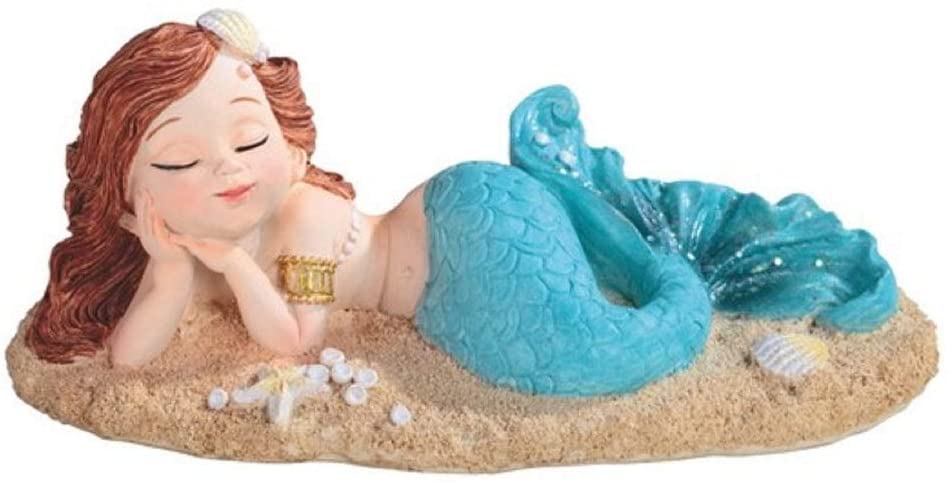 6 25" w Mermaid Lying Beach Blue Statue antasy Decoration