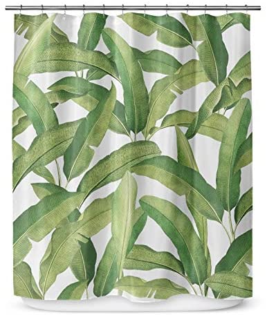 Banana Leaves Shower Curtain by Marina 71x74 Green Floral Nature Tropical Polyester