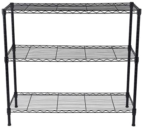 90x35xh80cm 3 Tier Kitchen Metal Organizer Wire Storage Shelving Rack Black - Diamond Home USA