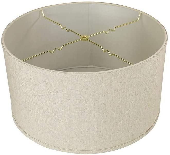 Textured Oatmeal Shallow Drum Lampshade 18x18x10 Off/White Modern Contemporary