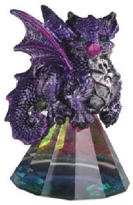Unknown1 3 5" h Purple Dragon Standing Pyramid Glass Statue Fantasy Decoration Figurine Polyresin