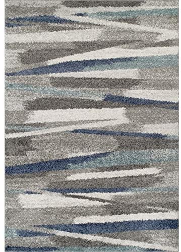 Unknown1 Modern Stack Taupe/Blue Area Rug (3'3