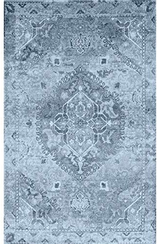 MISC Antique Medallion Blue/Ivory Area Rug (3'3"x5'3") Blue Polypropylene Contains Latex Stain Resistant