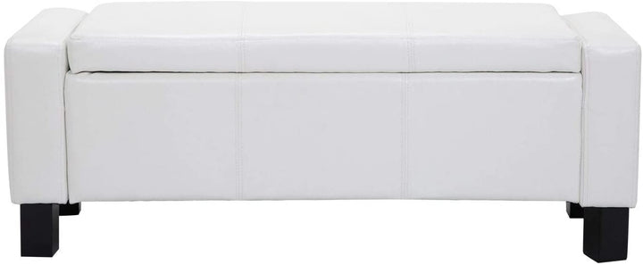 43 inch White Faux Leather Ottoman Storage Bench Modern Contemporary Solid Rectangle Foam MDF Included - Diamond Home USA