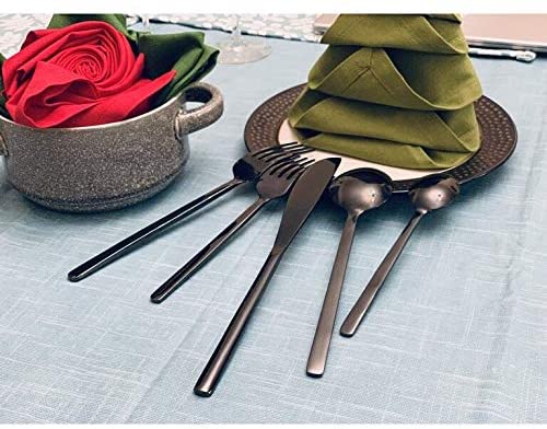 Black Stainless Steel Flatware Set 20 Pieces Modern