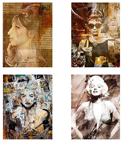 Divas' 4 Piece Canvas Wall Art Brown Modern Contemporary