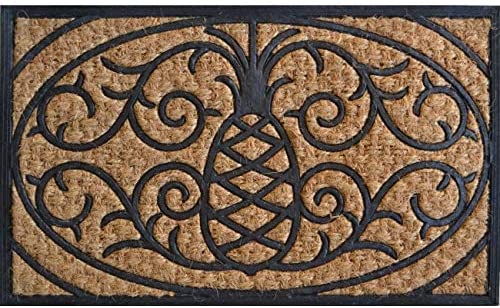 Pineapple Design Door Mat Brown Casual Rectangle Natural