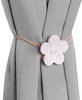 MISC Flower Shape Magnetic Curtain Tie Backs (Set 2) Beige Brown Grey Resin Handmade