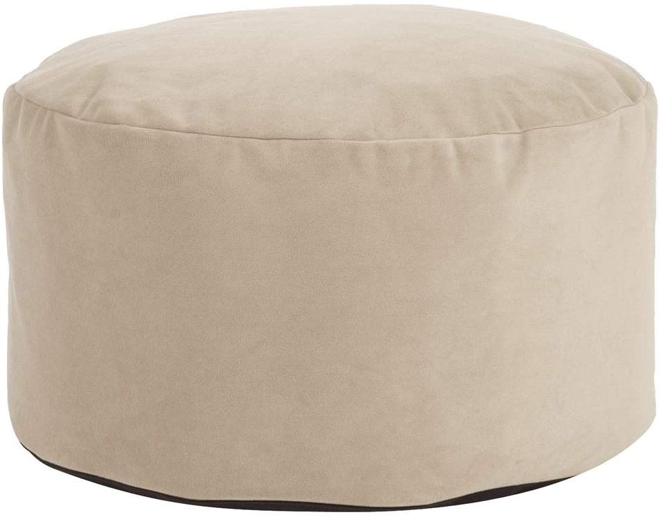 Sand Foot Pouf Ottoman Tan Taupe Solid Color Modern Contemporary Polyester Removable Cover
