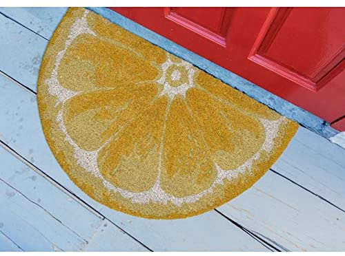 Citrus Coir Welcome Door Mat (1'6" X 2'6") Yellow Casual Novelty Patterned Half Circle Rectangle