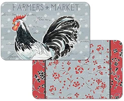 Wipe Clean Plastic Placemats Set 4 Rooster Call Color