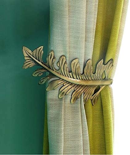 Leaf Curtain Holdbacks (Set 2) Bronze Finish Gold Metal