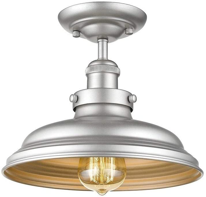 Transitional 1 Light Silver Painted Semi Flush Mount