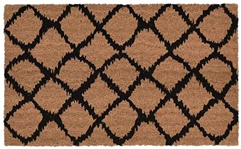 Trellis Coir Welcome Door Mat (1'6" X 2'6") Black Casual