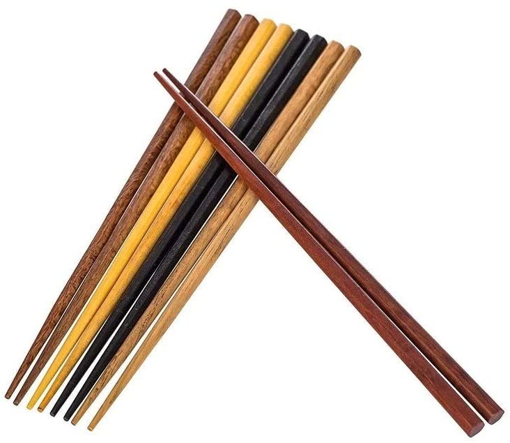 8 Pair Natural Hardwood Japanese Reusable Wood Chopsticks