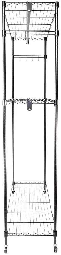 2 Tier Rod Closet Organizer Garment Rack Clothes Storage Hanger Shelf Black - Diamond Home USA