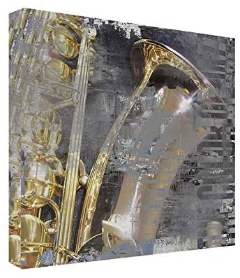 Color Jazz I' Oversized 3 pc Canvas Wall Art Set Gold Grey Modern Contemporary Transitional Square Handmade Includes Hardware Made USA