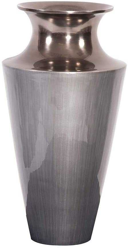 MISC Flared Aluminum Vase Gray Glaze Large Grey