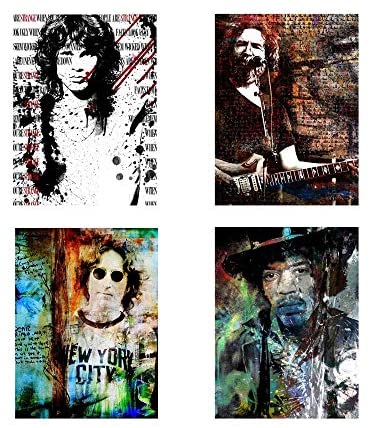 Rock Stars' 4 Piece Canvas Wall Art Color Modern