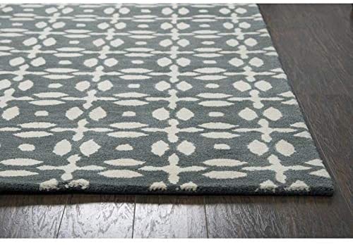 Hand Tufted Trellis Wool Grey Rug (5' X 8') 5' 8' Casual Transitional Rectangle Contains Latex Handmade Stain Resistant - Diamond Home USA