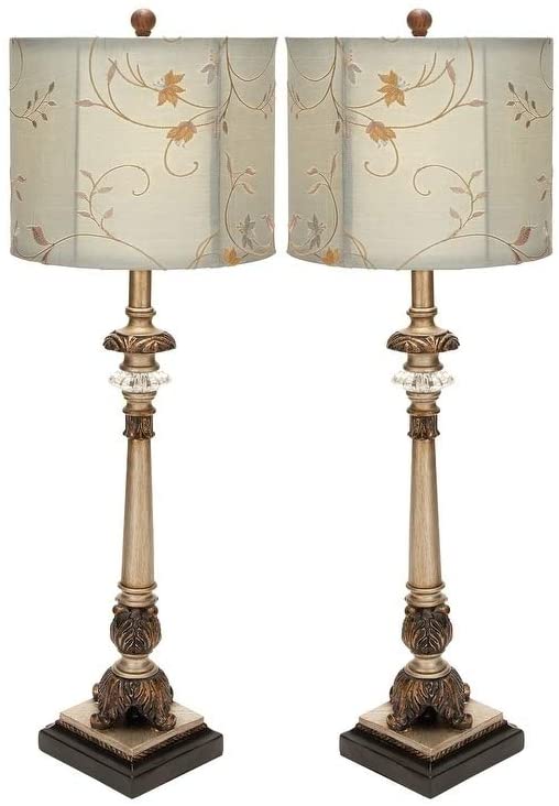 Set 2 Traditional White Gold Buffet Lamps Rustic - Diamond Home USA