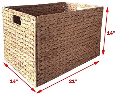 Large Wicker Seagrass Baskets Hampers Set 2 Cut Out Handles 21" w X 14 5" 14" h Beige Iron Handmade - Diamond Home USA