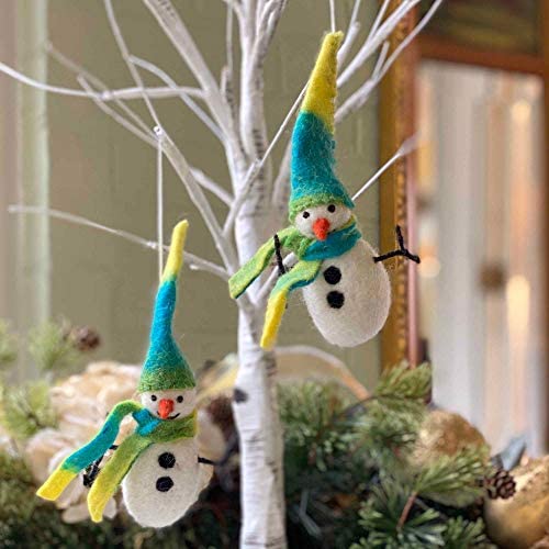 Handmade Felt Nordic Snowman Ornament (Set 2) Color Wool - Diamond Home USA