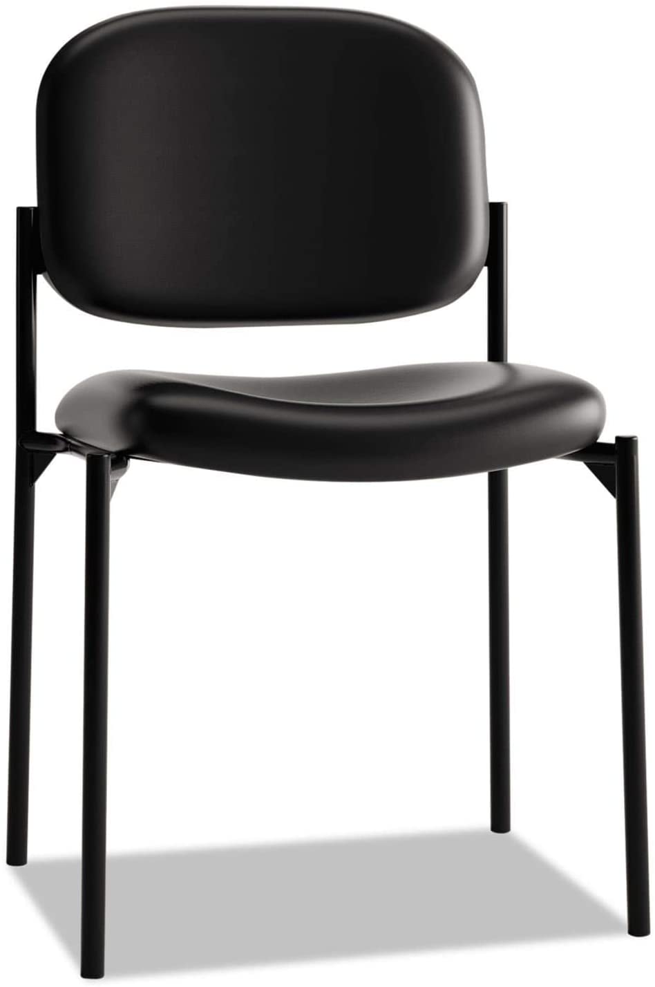 Black Leather Stacking Armless Guest Chair Modern