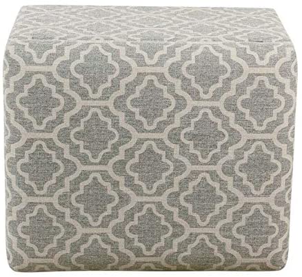 MISC Ash Grey Geometric Storage Ottoman Pattern Fabric Foam Wood