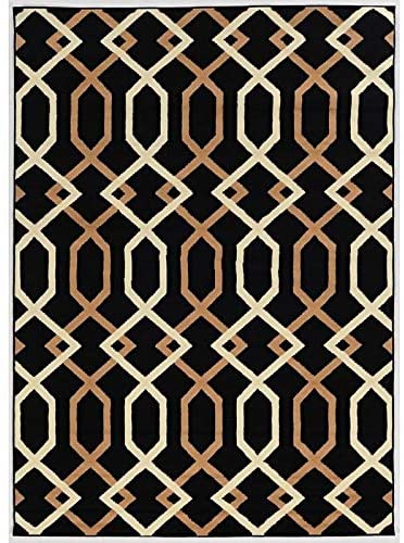 Unknown1 Hex Black Beige Area Rug 6'5" X 9'3" Medallion Transitional Rectangle Polypropylene Contains Latex