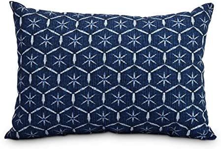 Tufted 14 X20 Inch Navy Blue Abstract Decorative Outdoor