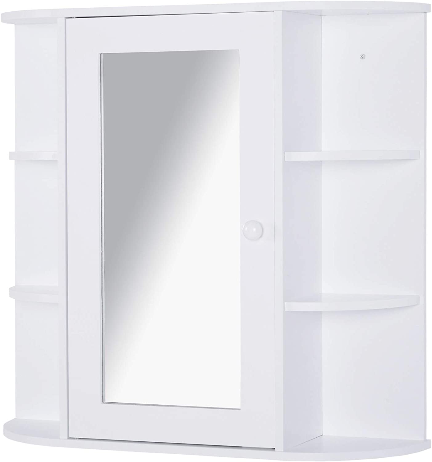 White Wooden Medicine Cabinet Organizer Storage Mirror Door