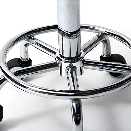 24" Round Stool Lines Rotation Bar White Leather Metal Finish Swivel - Diamond Home USA