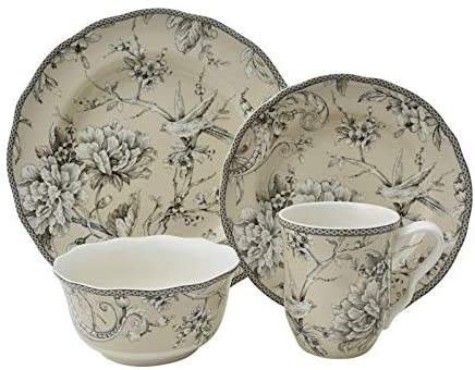 MISC Antique White 16 Piece Dinnerware Set Floral Porcelain Pieces