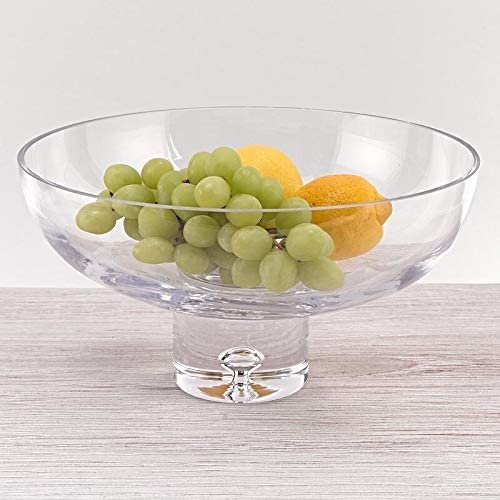 Galaxy European Mouth Blown Deep Pedestal D11 X 5 75" Bowl Clear Glass 1 Piece Dishwasher Safe Handmade